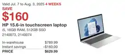 Costco HP 15.6-in touchscreen laptop offer