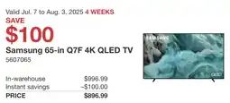 Costco Samsung 65-in Q7F 4K QLED TV offer