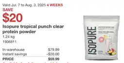Costco Isopure tropical punch clear protein powder offer