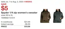 Costco Spyder 1/4 zip women's sweater offer