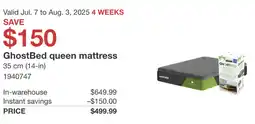 Costco GhostBed queen mattress offer