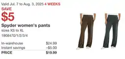 Costco Spyder women's pants offer