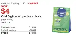 Costco Oral B glide scope floss picks offer