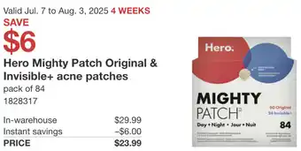 Costco Hero Mighty Patch Original & Invisible+ acne patches offer