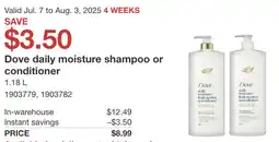 Costco Dove daily moisture shampoo or conditioner offer