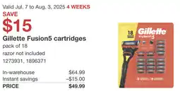 Costco Gillette Fusion5 cartridges offer