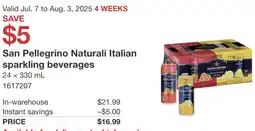 Costco San Pellegrino Naturali Italian sparkling beverages offer