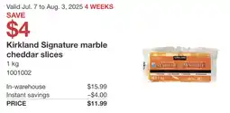 Costco Kirkland Signature marble cheddar slices offer