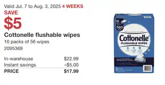 Costco Cottonelle flushable wipes offer