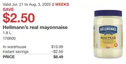 Costco Hellmann's real mayonnaise offer