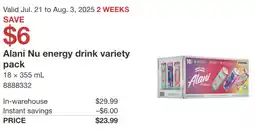 Costco Alani Nu energy drink variety pack offer