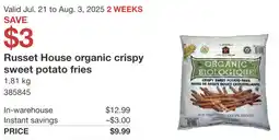 Costco Russet House organic crispy sweet potato fries offer
