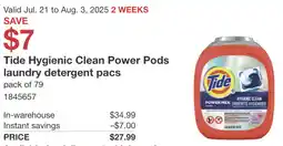 Costco Tide Hygienic Clean Power Pods laundry detergent pacs offer