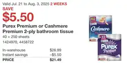 Costco Purex Premium or Cashmere Premium 2-ply bathroom tissue offer