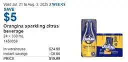 Costco Orangina sparkling citrus beverage offer