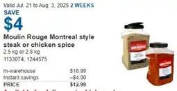 Costco Moulin Rouge Montreal style steak or chicken spice offer
