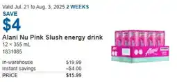 Costco Alani Nu Pink Slush energy drink offer
