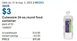 Costco Cubeware round food container offer