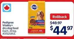 Walmart Pedigree Vitality+ dry dog food offer