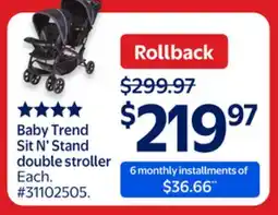 Walmart Baby Trend Sit N' Stand double stroller offer