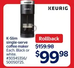 Walmart K-Slim single—serve coffee maker offer