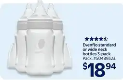 Walmart Evenflo standard or wide neck bottles 3-pack offer