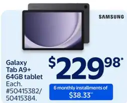 Walmart Samsung Galaxy Tab A9+ 4+64GB Tablet offer