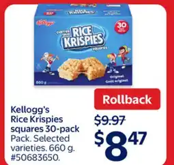 Walmart Kellogg's Rice Krispies squares 30-pack offer