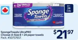 Walmart SpongeTowels UltraPRO Choose-A-Size 8 = 24 paper towels offer