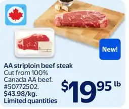 Walmart AA striploin beef steak offer