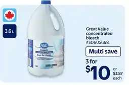 Walmart Great Value concentrated bleach offer