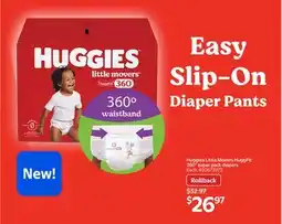 Walmart Huggies Little Movers HuggFit 360° super pack diapers offer