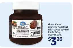 Walmart Great Value crunchy hazelnut with cocoa spread offer