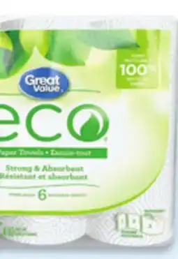Walmart Great Value Eco paper towels 6-pack offer