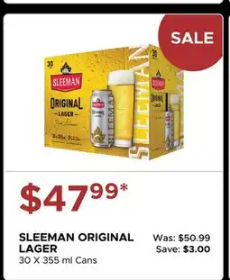 The Beer Store SLEEMAN ORIGINAL LAGER offer