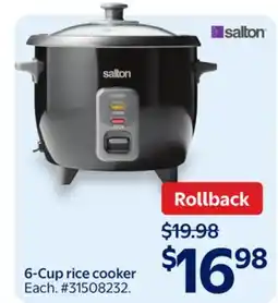 Walmart 6-Cup rice cooker offer