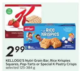 Sobeys Nutri Grain Bar, Rice Krispies Squares, Pop-Tarts or Special K Pastry Crisps offer