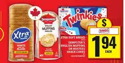 Food Basics XTRA SOFT BREAD OR DEMPSTER'S ENGLISH MUFFINS OR HOSTESS SNACK CAKES offer