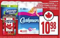 Food Basics CASHMERE BATHROOM TISSUE, SPONGE TOWELS ULTRA OR SCOTTIES FACIAL TISSSUES offer