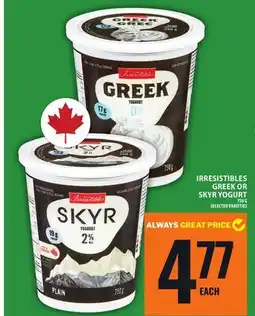 Food Basics IRRESISTIBLES GREEK OR SKYR YOGURT offer