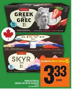 Food Basics IRRESISTIBLES GREEK OR SKYR YOGURT offer