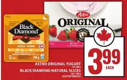 Food Basics ASTRO ORIGINAL YOGURT OR BLACK DIAMOND NATURAL SLICES offer