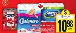 Food Basics CASHMERE BATHROOM TISSUE OR SPONGE TOWELS ULTRA OR SCOTTIES FACIAL TISSUES offer