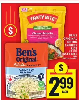 Food Basics BEN'S ORIGINAL BISTRO EXPRESS RICE OR TASTY BITE offer
