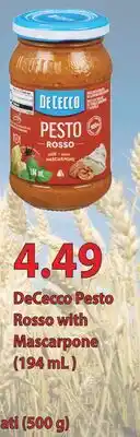 Fortinos DECECCO PESTO ROSSO WITH MASCARPONE, (194 mL) offer
