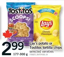 Fortinos LAY'S POTATO OR TOSTITOS TORTILLA CHIPS, 177-300 g offer