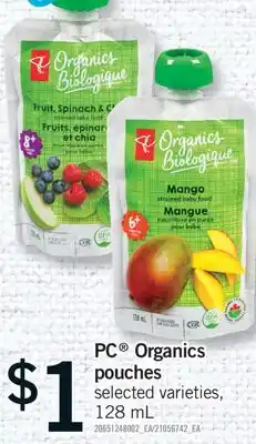 Fortinos PC ORGANICS ORGANICS POUCHES, 128 ML offer