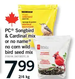 Fortinos PC SONGBIRD & CARDINAL MIX OR NO NAME NO COM WILD BIRD SEED MIX, 2/4 KG offer