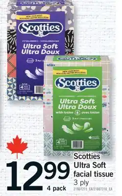 Fortinos SCOTTIES ULTRA SOFT FACIAL TISSUE, 3 PLY, 4 PACK offer