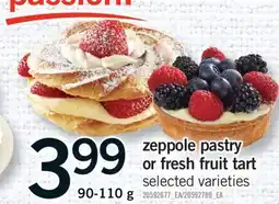 Fortinos ZEPPOLE PASTRY OR FRESH FRUIT TART, 90-110 G offer